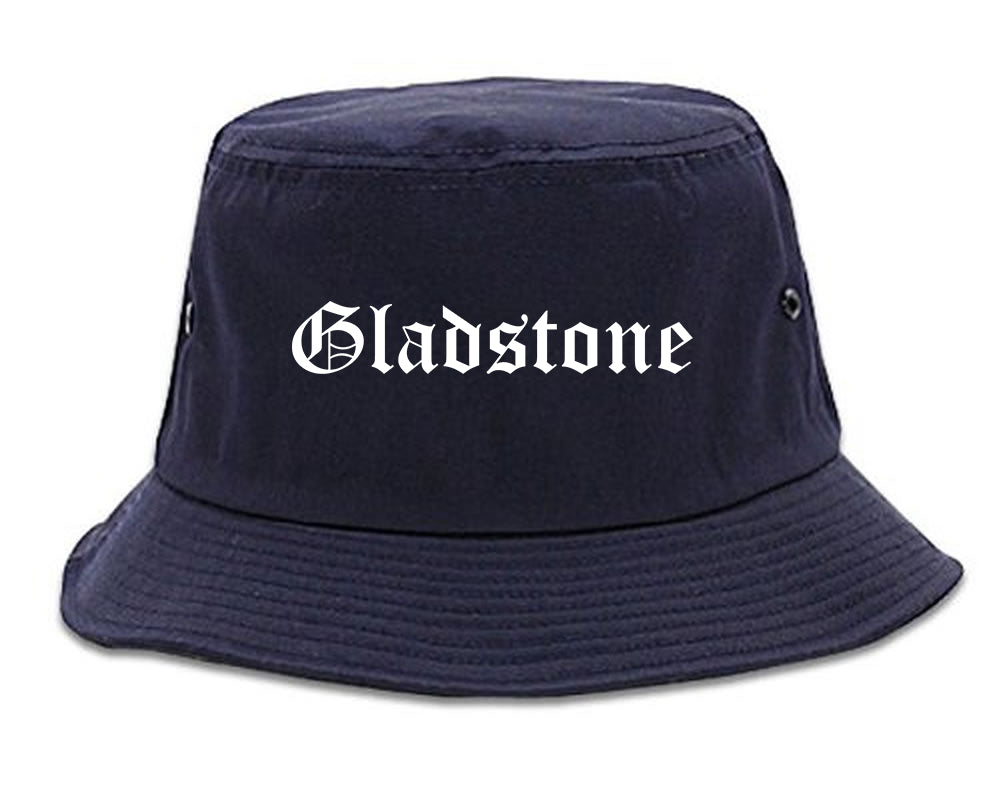 Gladstone Missouri MO Old English Mens Bucket Hat Navy Blue