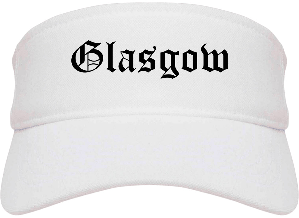 Glasgow Kentucky KY Old English Mens Visor Cap Hat White