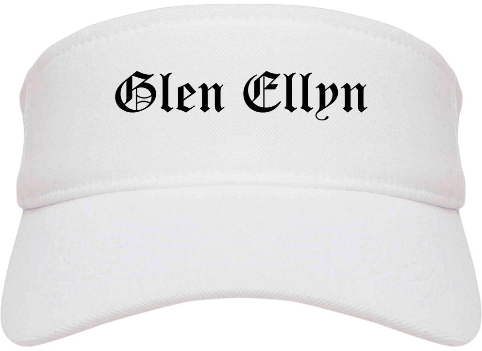 Glen Ellyn Illinois IL Old English Mens Visor Cap Hat White
