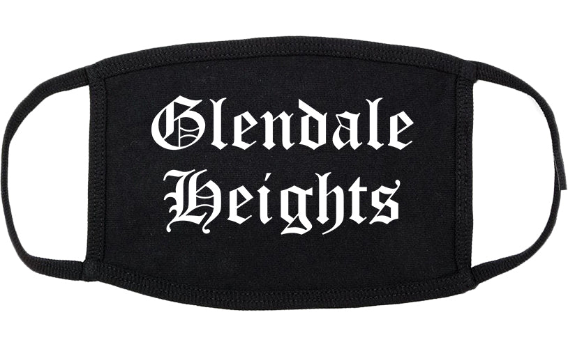 Glendale Heights Illinois IL Old English Cotton Face Mask Black
