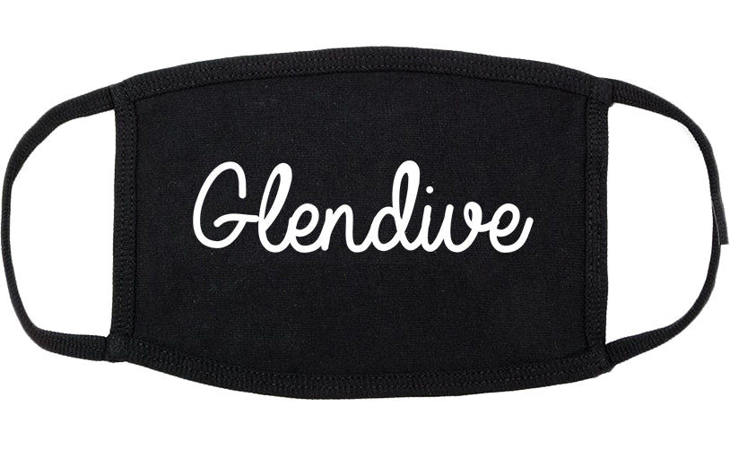 Glendive Montana MT Script Cotton Face Mask Black