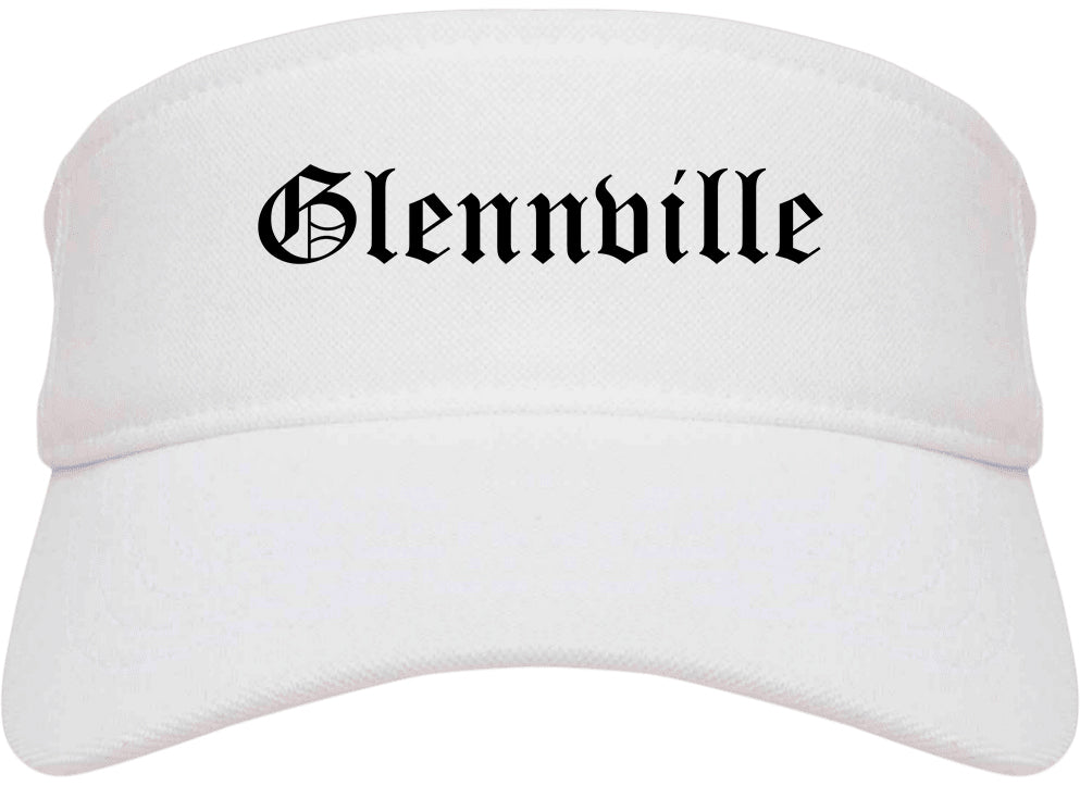 Glennville Georgia GA Old English Mens Visor Cap Hat White
