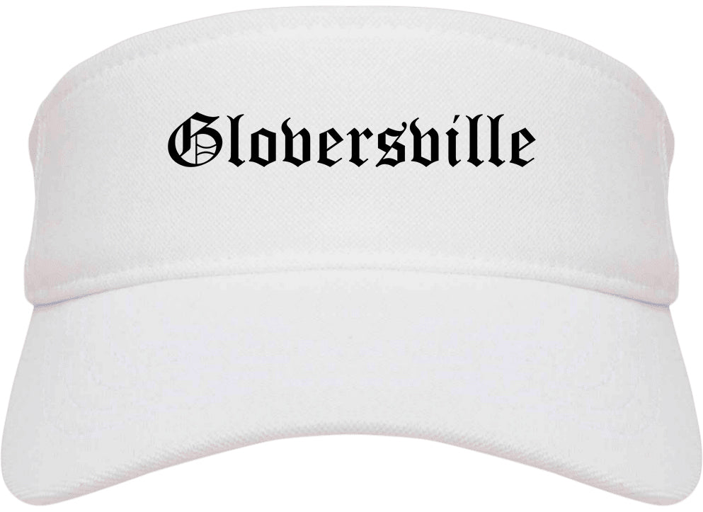 Gloversville New York NY Old English Mens Visor Cap Hat White