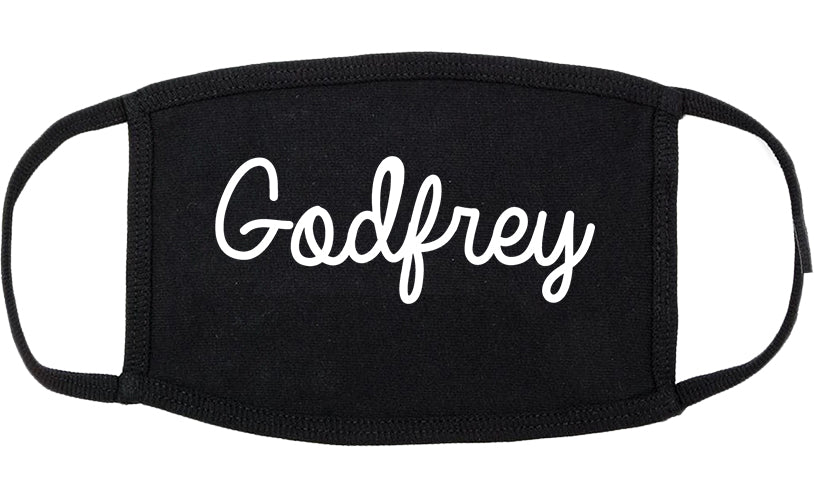 Godfrey Illinois IL Script Cotton Face Mask Black