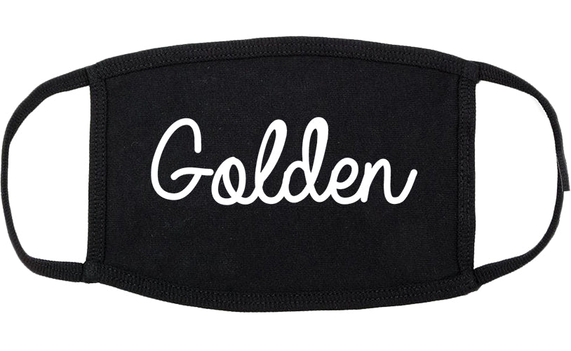 Golden Colorado CO Script Cotton Face Mask Black