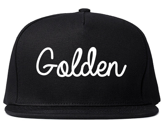 Golden Colorado CO Script Mens Snapback Hat Black