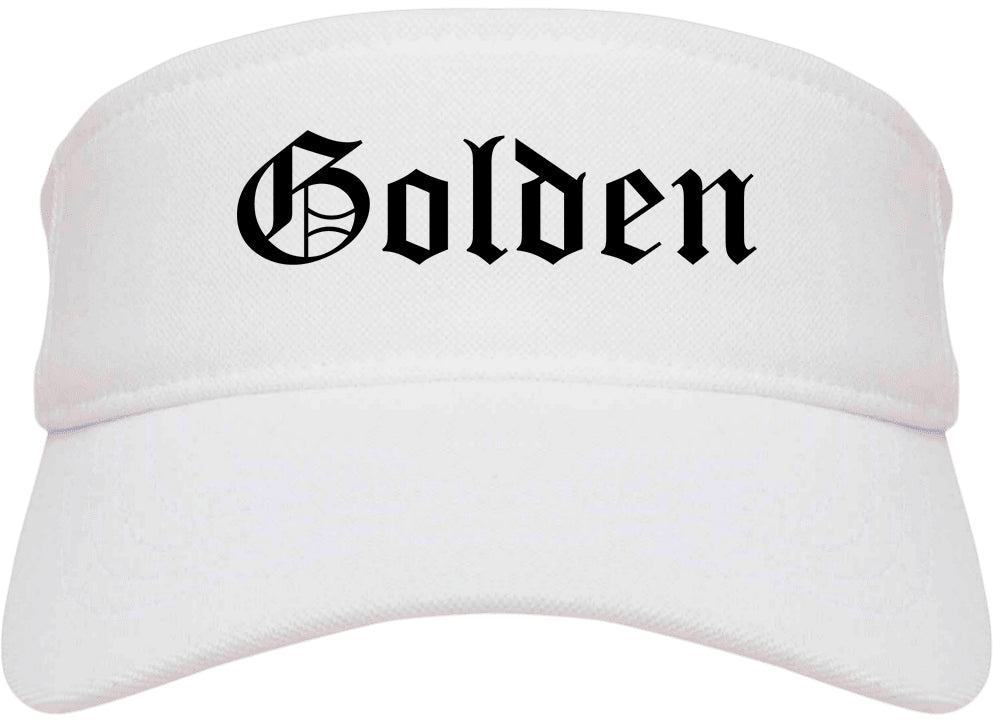 Golden Colorado CO Old English Mens Visor Cap Hat White