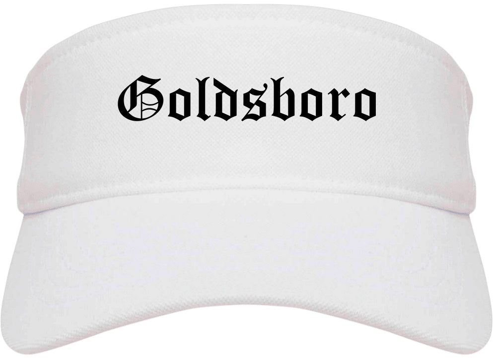Goldsboro North Carolina NC Old English Mens Visor Cap Hat White
