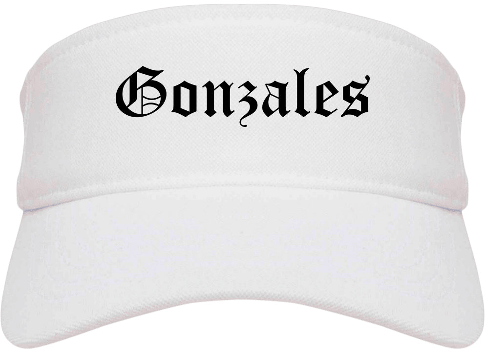 Gonzales Texas TX Old English Mens Visor Cap Hat White