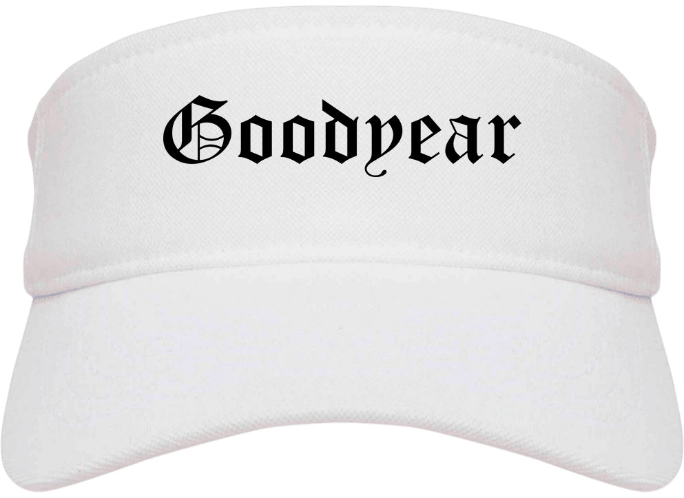 Goodyear Arizona AZ Old English Mens Visor Cap Hat White