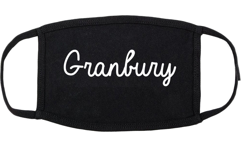 Granbury Texas TX Script Cotton Face Mask Black