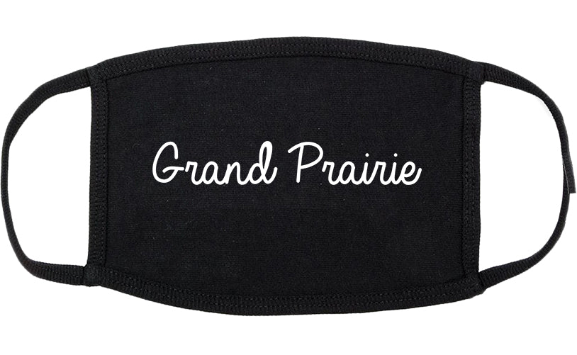 Grand Prairie Texas TX Script Cotton Face Mask Black