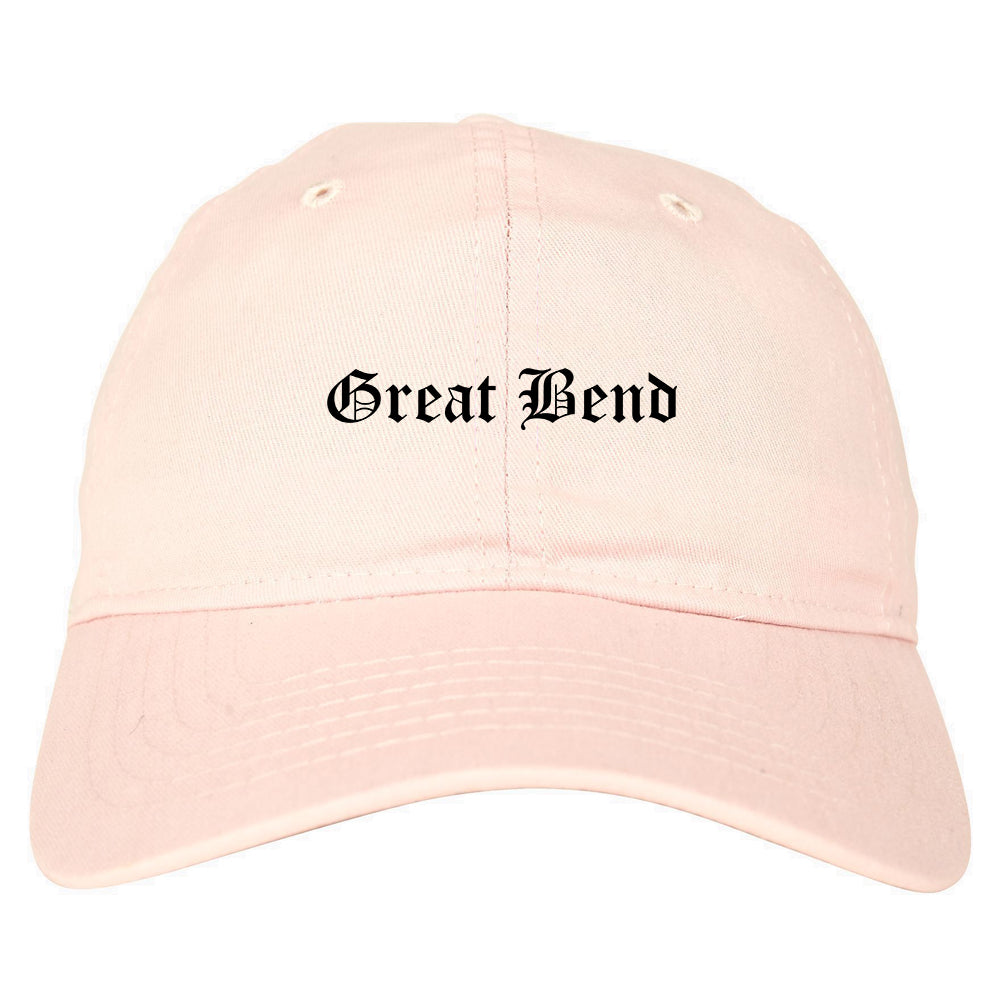 Great Bend Kansas KS Old English Mens Dad Hat Baseball Cap Pink