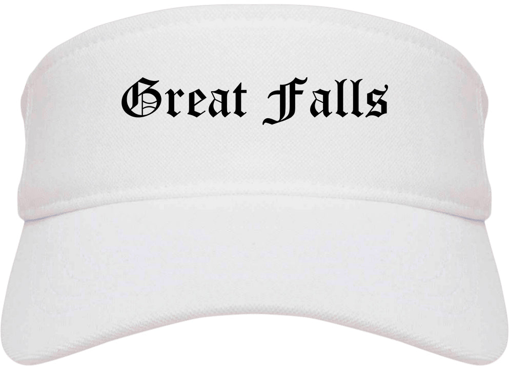 Great Falls Montana MT Old English Mens Visor Cap Hat White