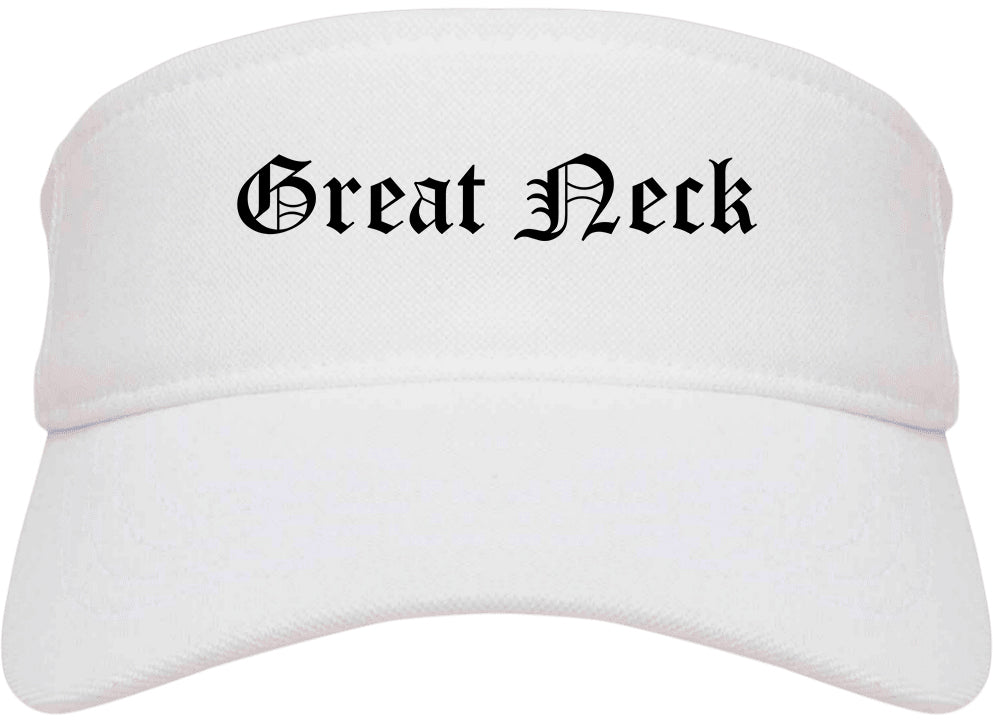 Great Neck New York NY Old English Mens Visor Cap Hat White