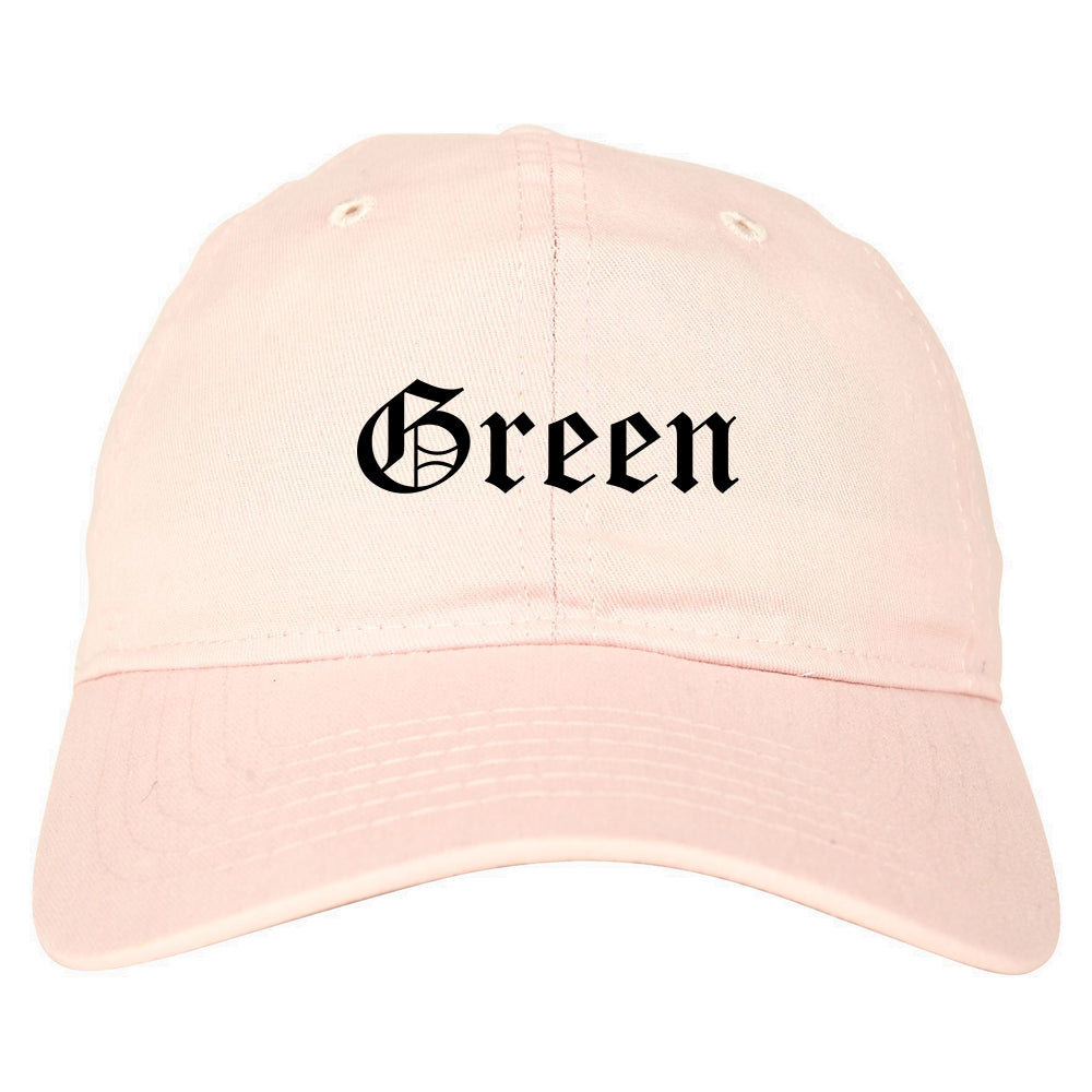 Green Ohio OH Old English Mens Dad Hat Baseball Cap Pink