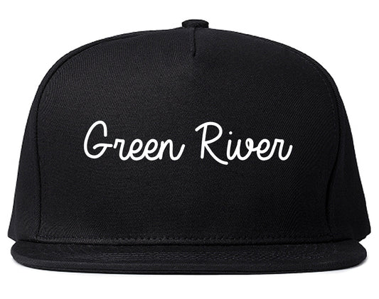 Green River Wyoming WY Script Mens Snapback Hat Black
