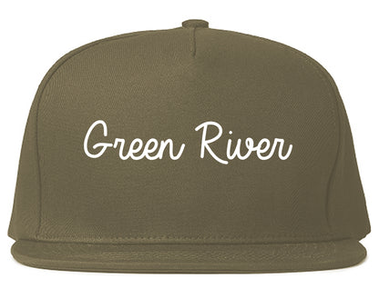 Green River Wyoming WY Script Mens Snapback Hat Grey