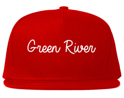 Green River Wyoming WY Script Mens Snapback Hat Red