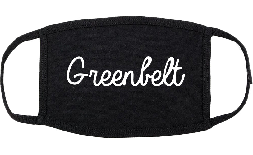 Greenbelt Maryland MD Script Cotton Face Mask Black