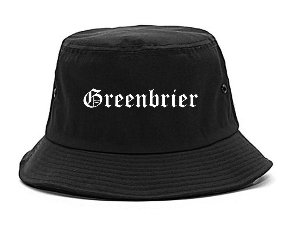 Greenbrier Arkansas AR Old English Mens Bucket Hat Black