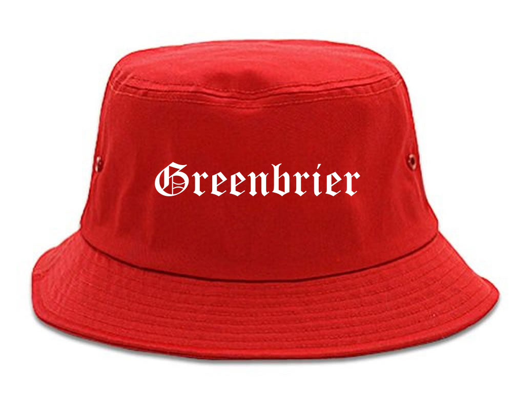 Greenbrier Arkansas AR Old English Mens Bucket Hat Red