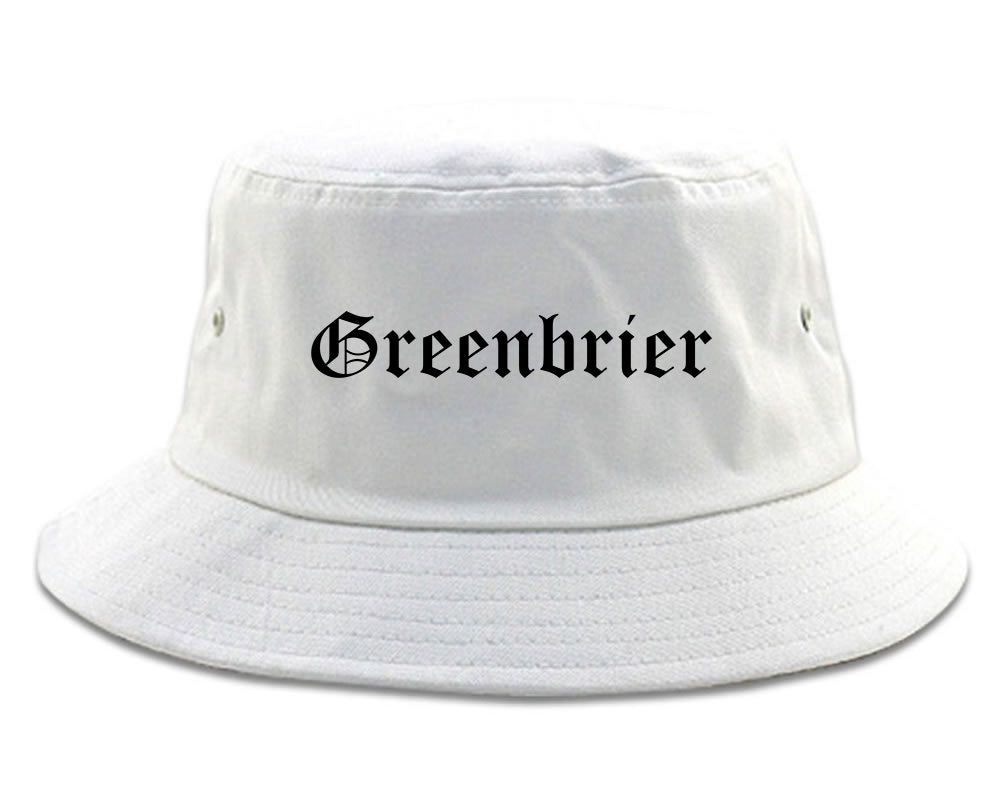 Greenbrier Arkansas AR Old English Mens Bucket Hat White