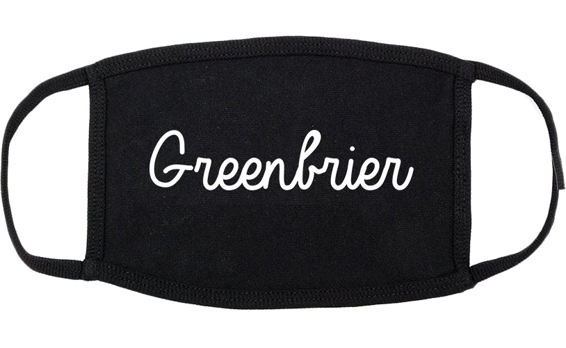 Greenbrier Tennessee TN Script Cotton Face Mask Black