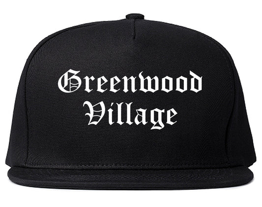 Greenwood Village Colorado CO Old English Mens Snapback Hat Black