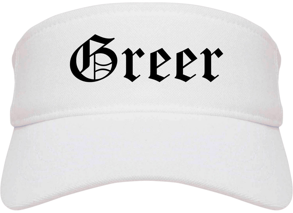 Greer South Carolina SC Old English Mens Visor Cap Hat White