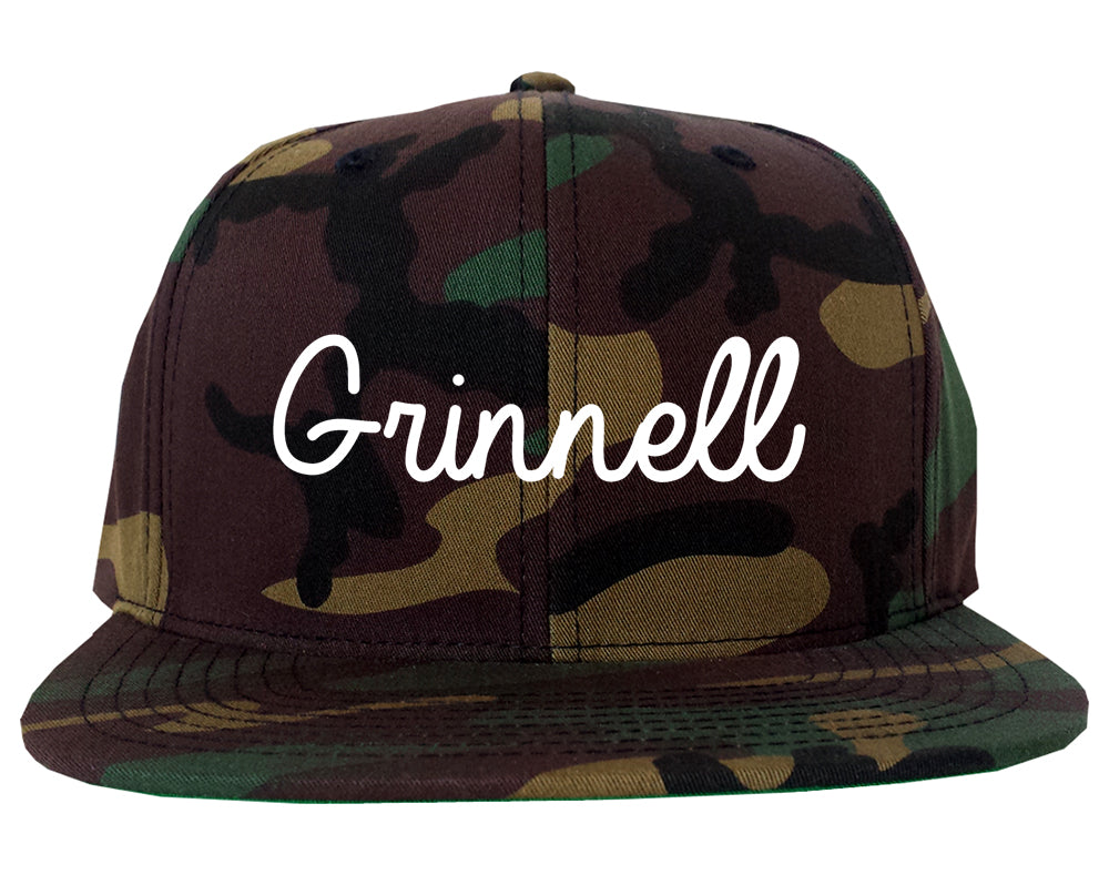 Grinnell Iowa IA Script Mens Snapback Hat Army Camo