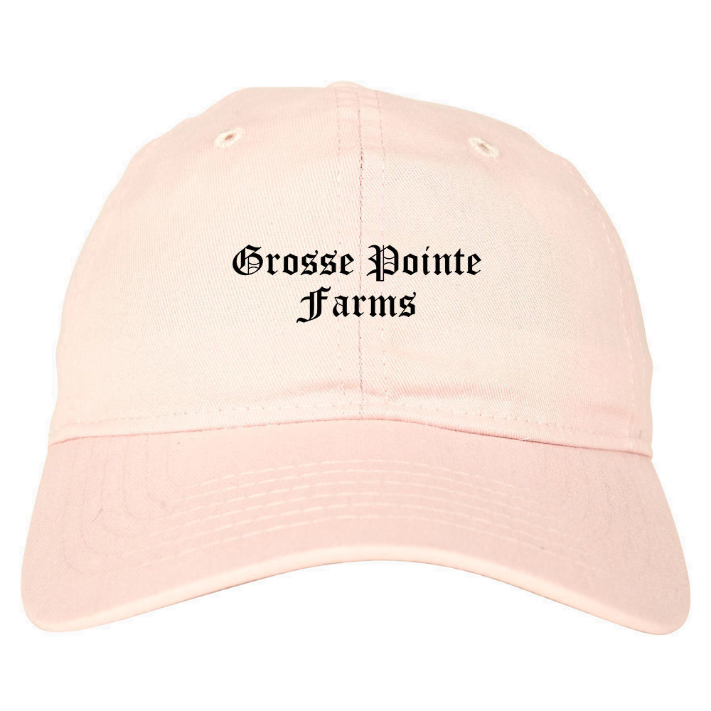 Grosse Pointe Farms Michigan MI Old English Mens Dad Hat Baseball Cap Pink