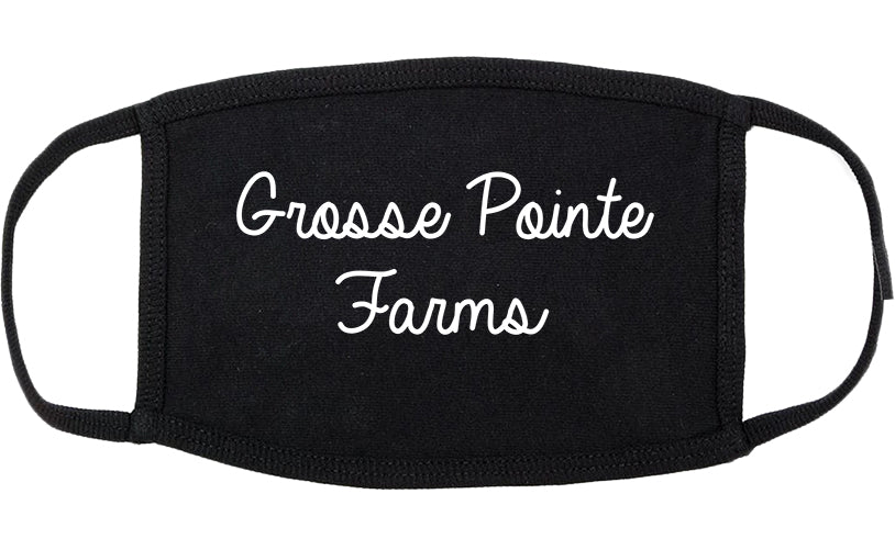 Grosse Pointe Farms Michigan MI Script Cotton Face Mask Black