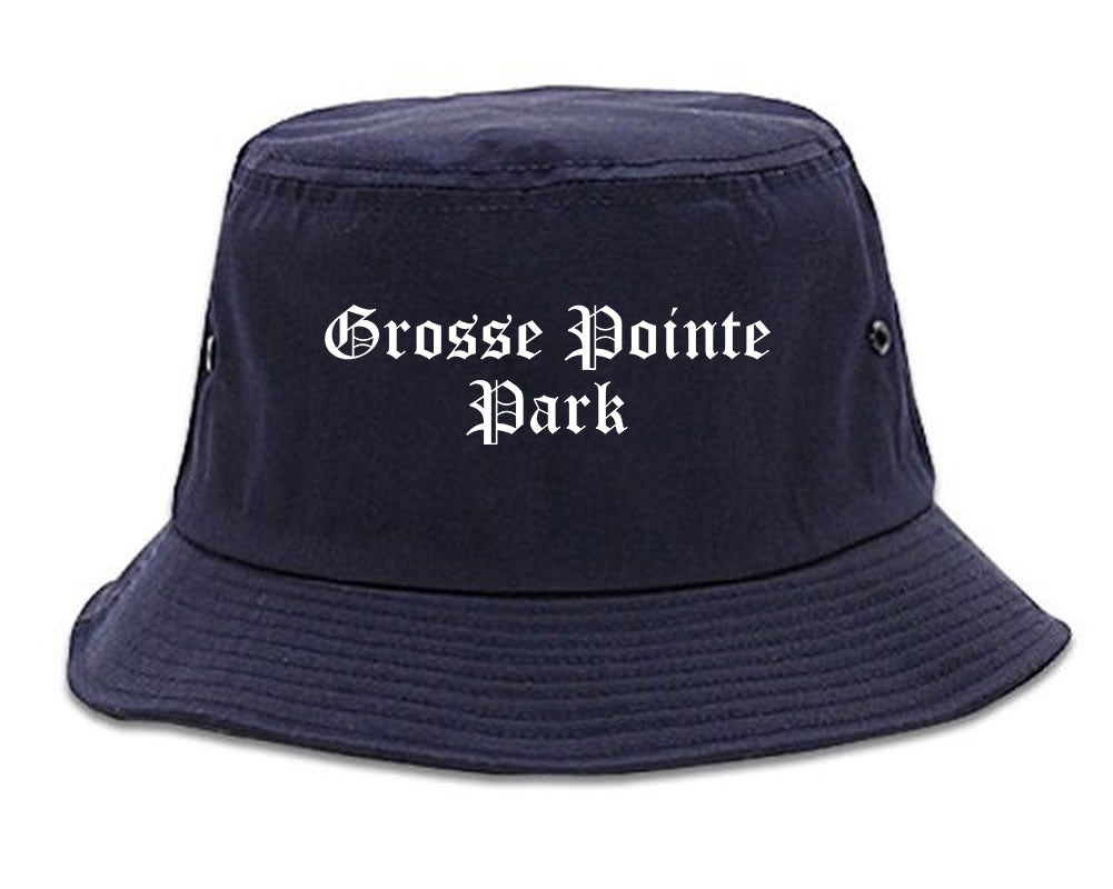 Grosse Pointe Park Michigan MI Old English Mens Bucket Hat Navy Blue