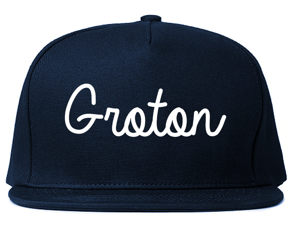 Groton Connecticut CT Script Mens Snapback Hat Navy Blue