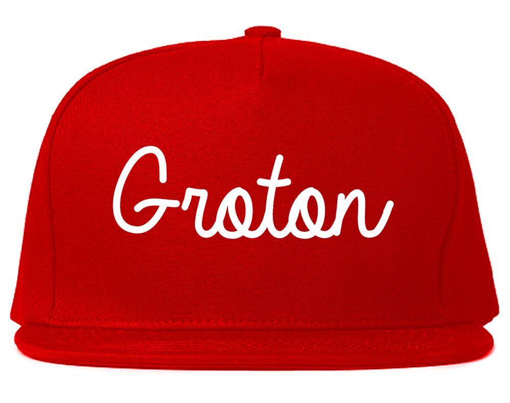 Groton Connecticut CT Script Mens Snapback Hat Red