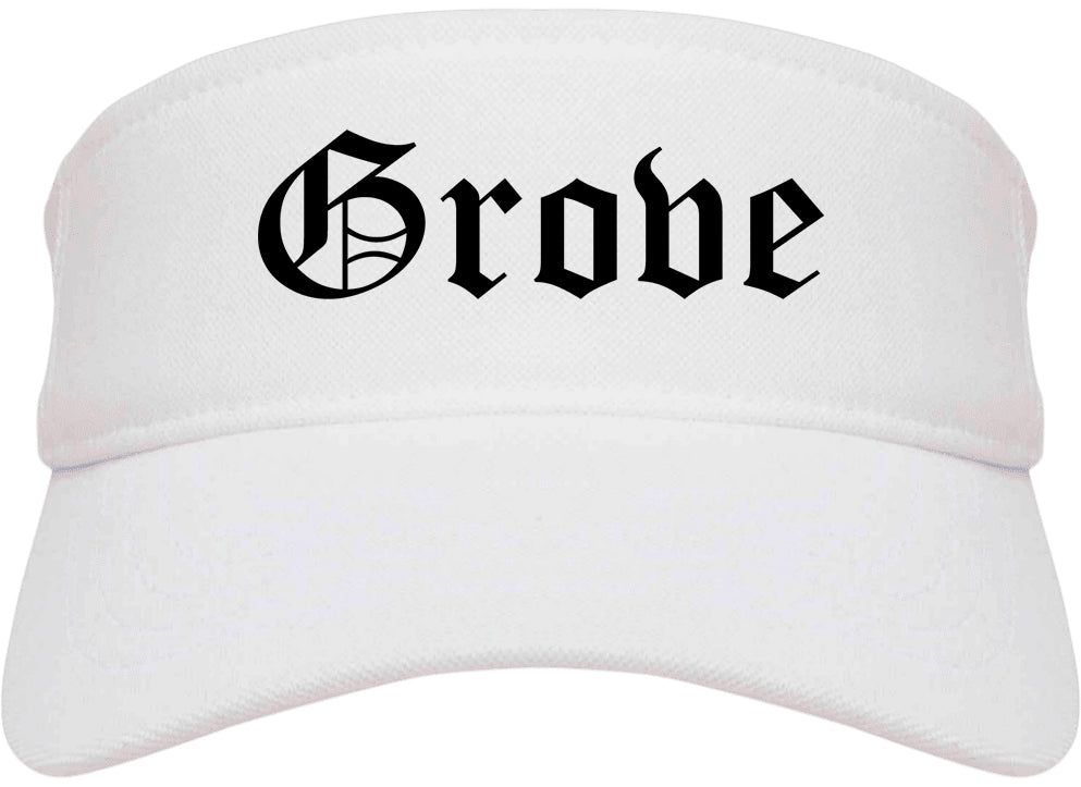 Grove Oklahoma OK Old English Mens Visor Cap Hat White