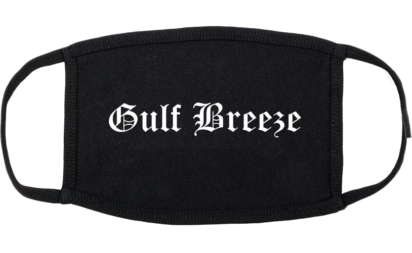 Gulf Breeze Florida FL Old English Cotton Face Mask Black