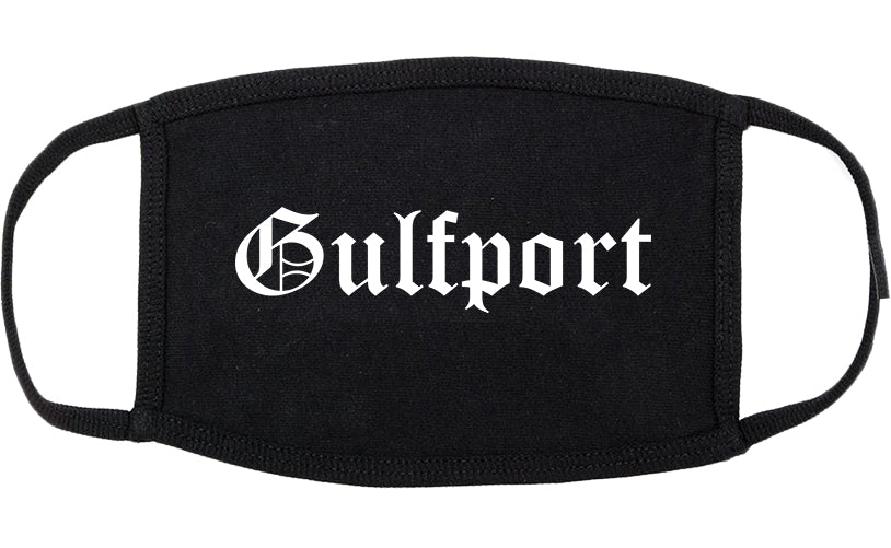 Gulfport Florida FL Old English Cotton Face Mask Black
