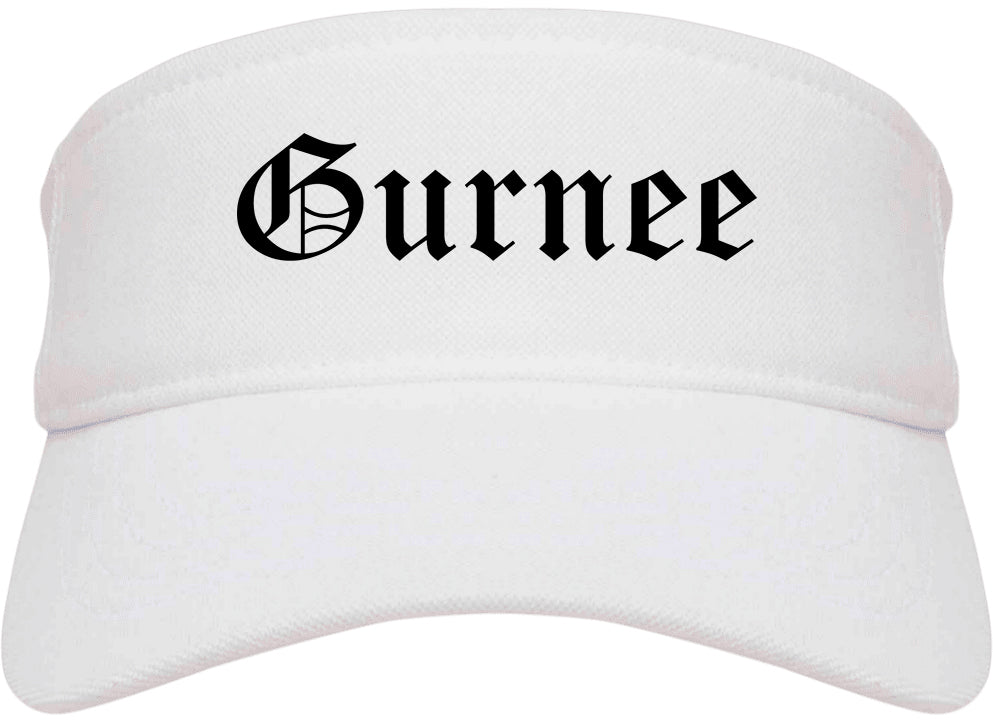 Gurnee Illinois IL Old English Mens Visor Cap Hat White