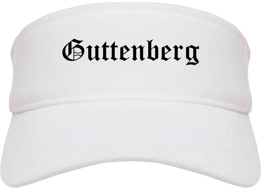 Guttenberg New Jersey NJ Old English Mens Visor Cap Hat White