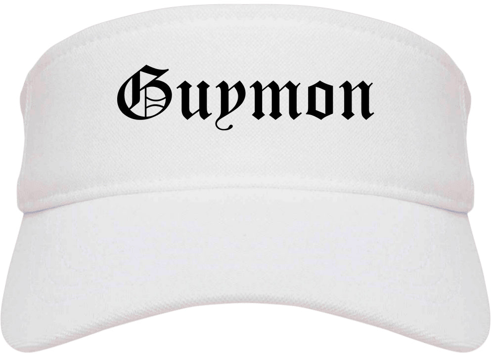 Guymon Oklahoma OK Old English Mens Visor Cap Hat White