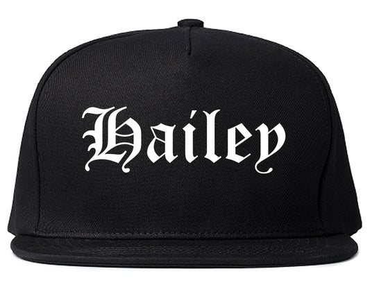 Hailey Idaho ID Old English Mens Snapback Hat Black