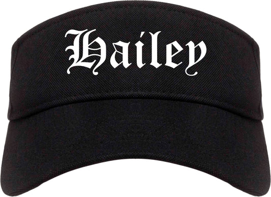 Hailey Idaho ID Old English Mens Visor Cap Hat Black