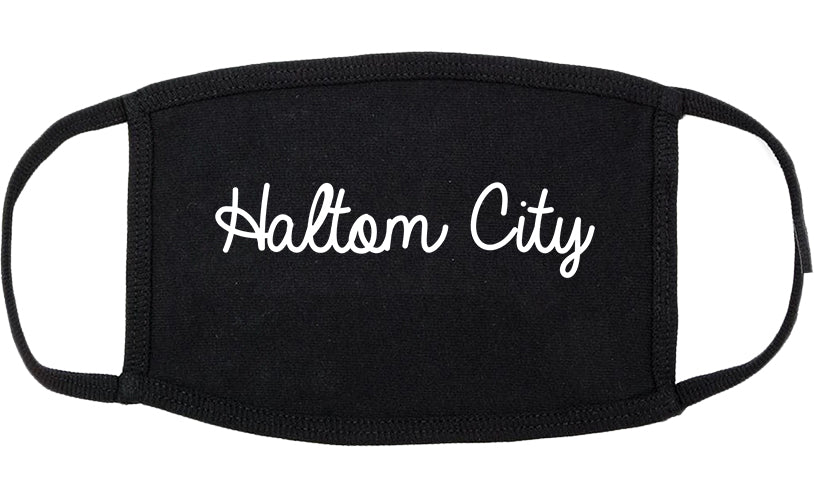 Haltom City Texas TX Script Cotton Face Mask Black
