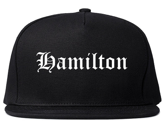 Hamilton Montana MT Old English Mens Snapback Hat Black