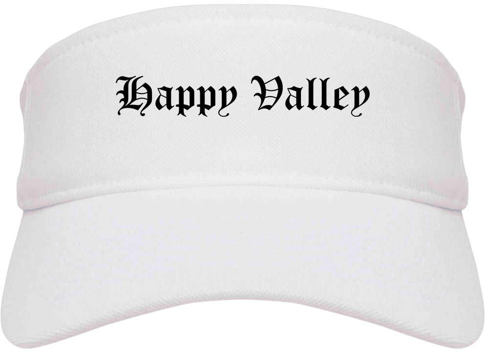 Happy Valley Oregon OR Old English Mens Visor Cap Hat White