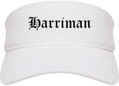 Harriman Tennessee TN Old English Mens Visor Cap Hat White