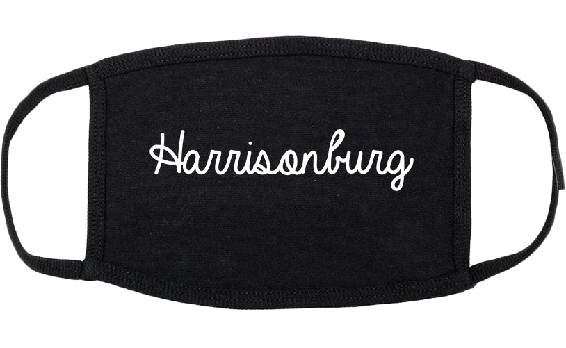 Harrisonburg Virginia VA Script Cotton Face Mask Black