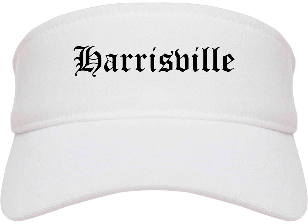 Harrisville Utah UT Old English Mens Visor Cap Hat White